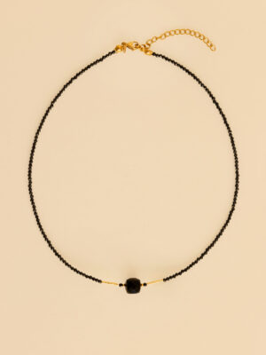 Kahiko Choker black - agat, turmalin- złoty