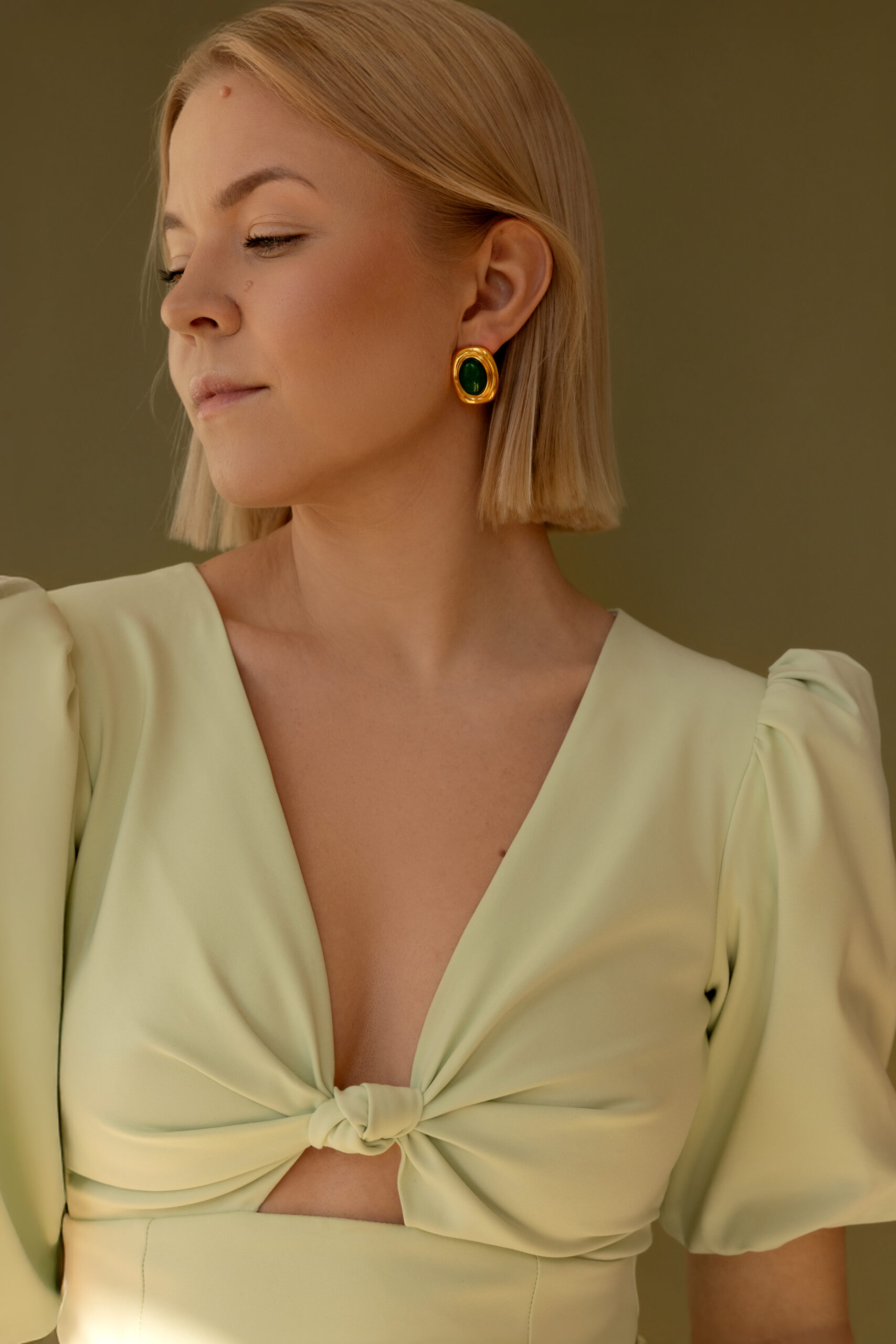 Kolczyki bloom big green - zielony onyks - obrazek 2